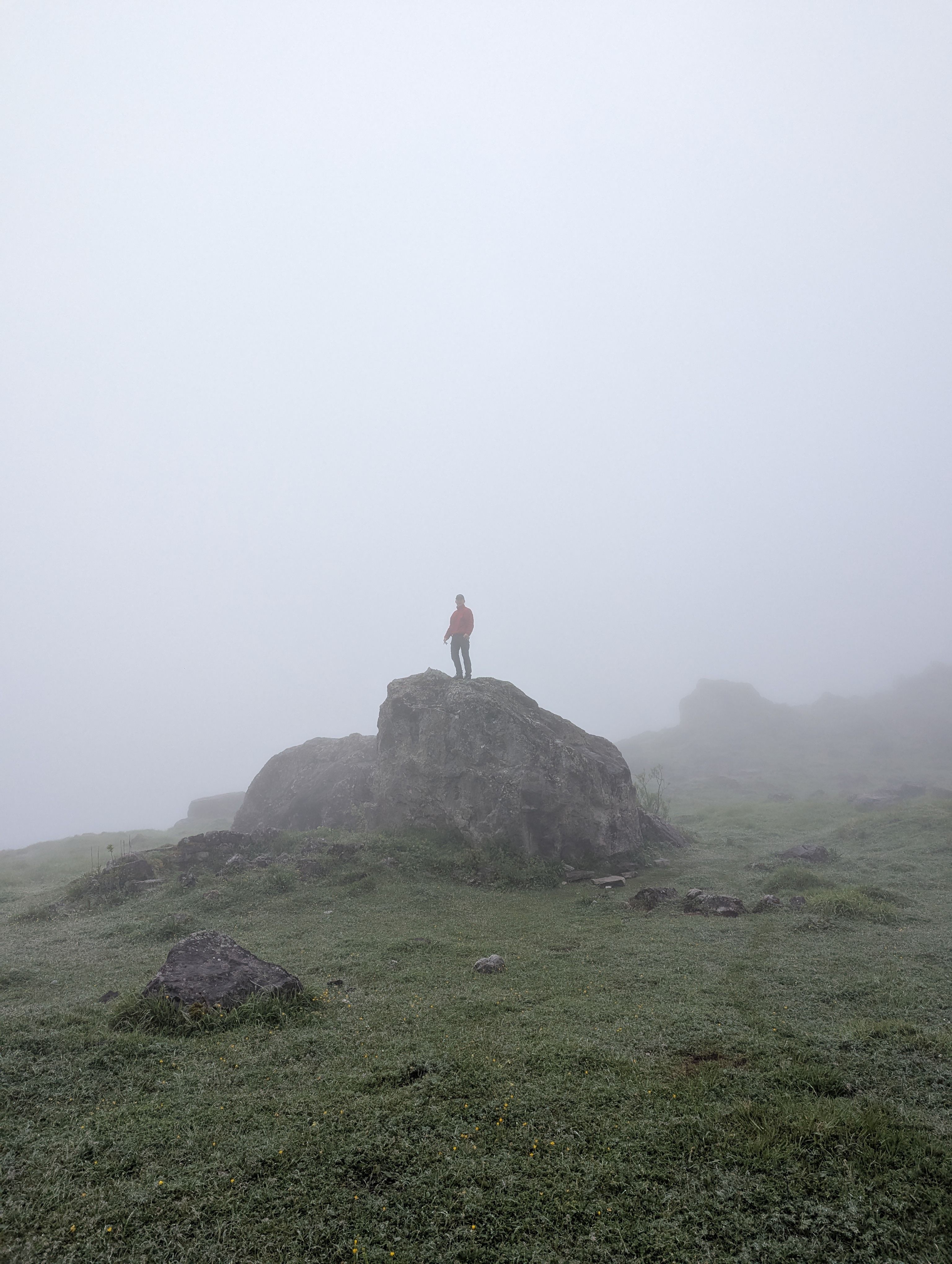 The ascent was completely in the fog