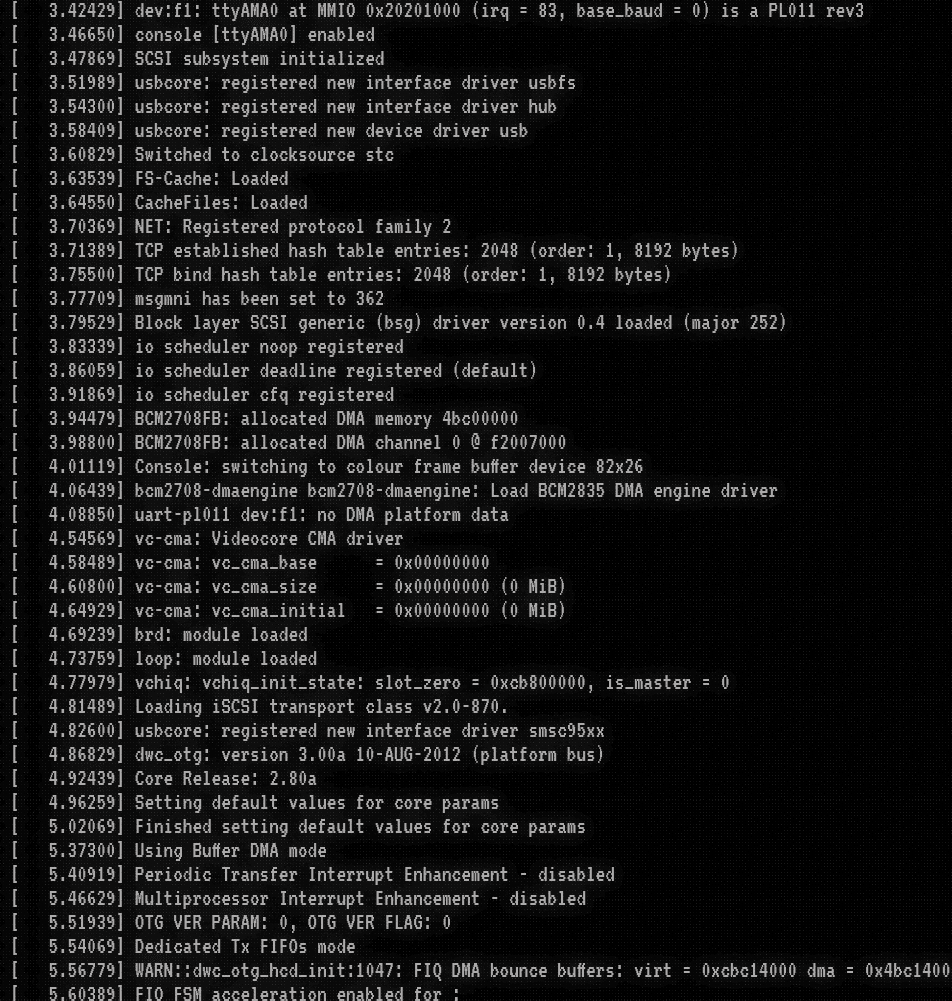 Der Bootlog scrollt durch
