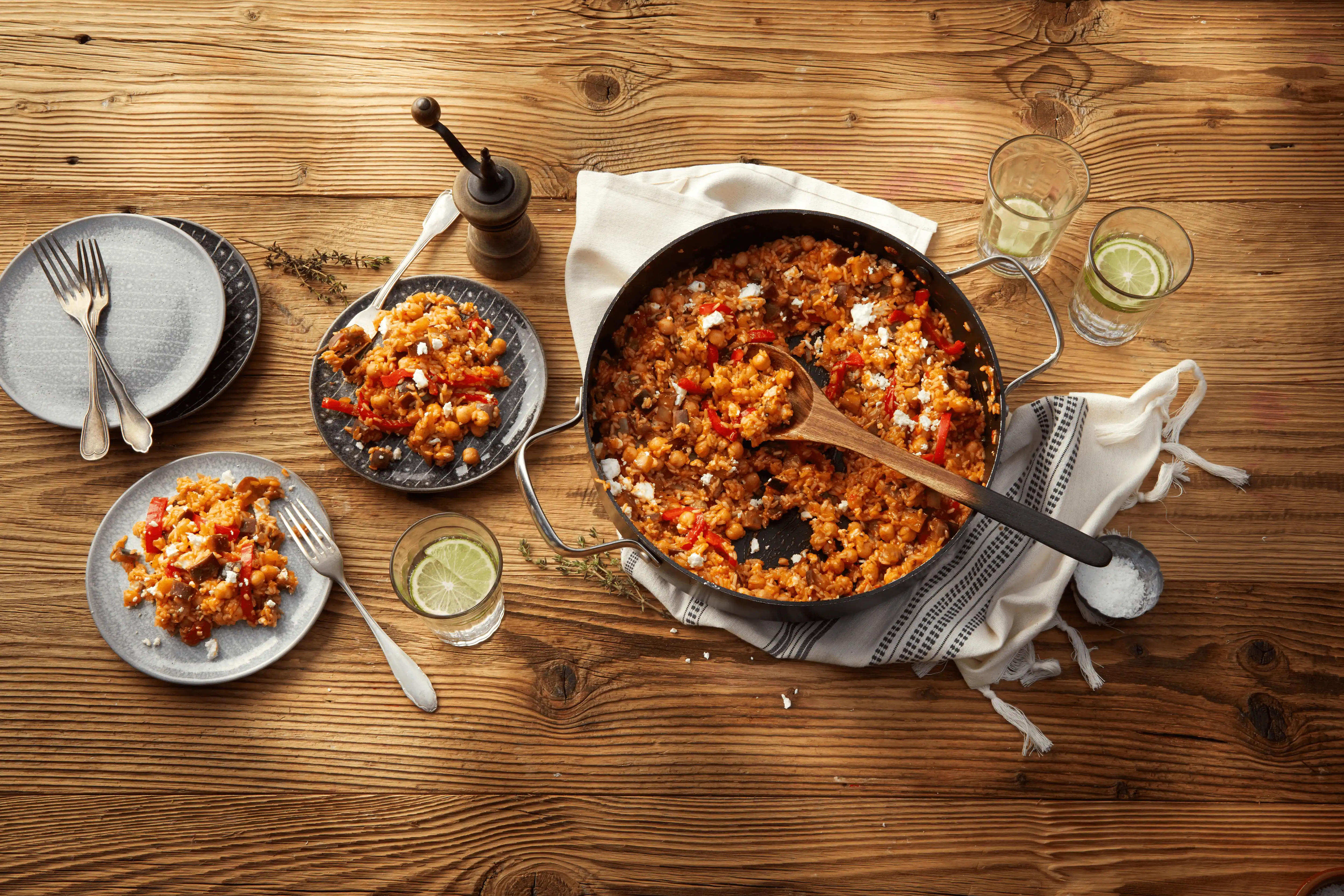 cover for Auberginen-Reispfanne mit Feta