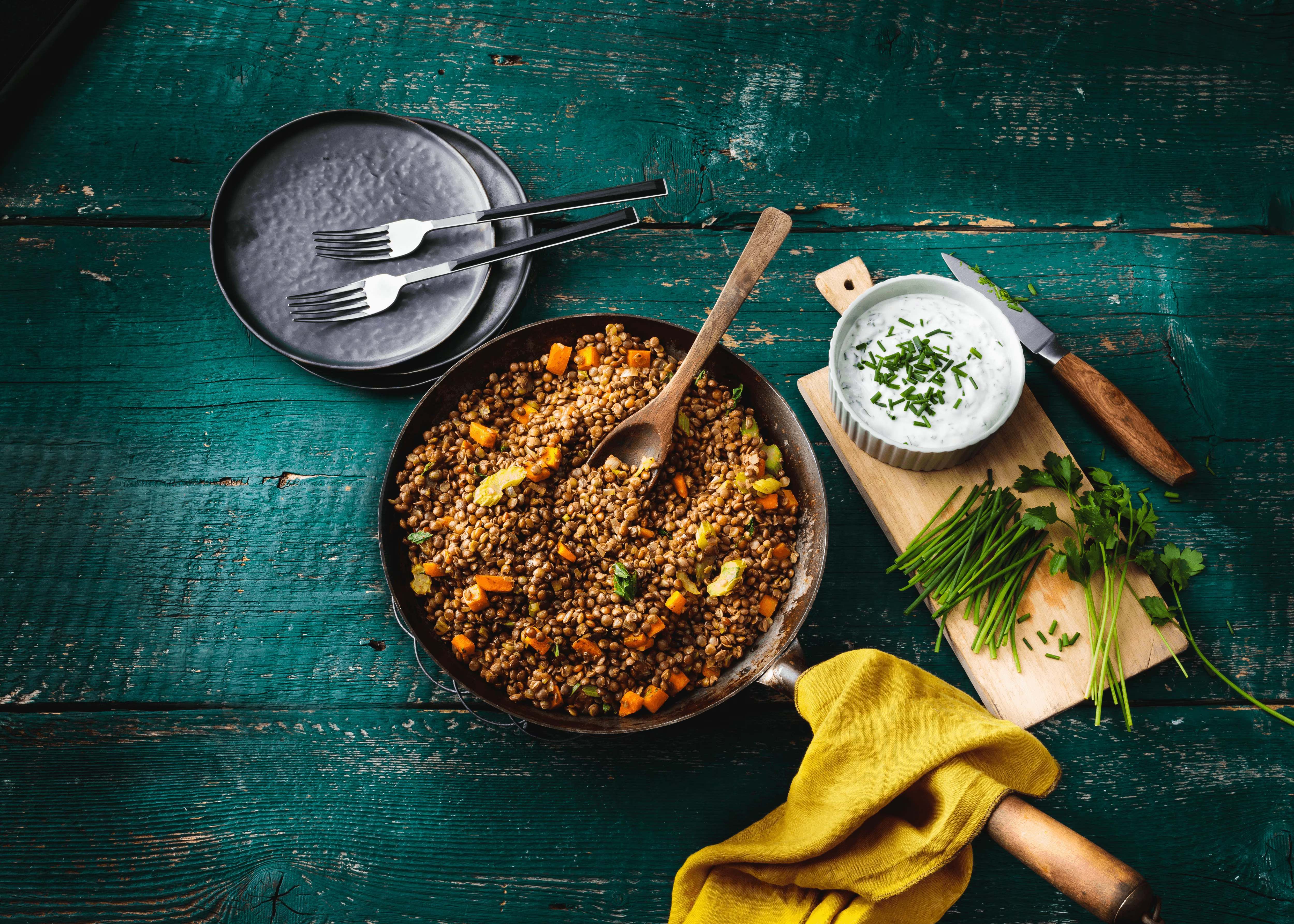 cover for Linsenpfanne mit Staudensellerie